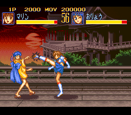 Seifuku Densetsu: Pretty Fighter (SNES) screenshot: nice kick