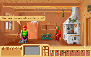 Sołtys (DOS) screenshot: False teeth through the sausage