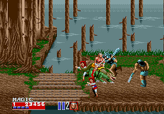 Golden Axe II (Genesis) screenshot: journey trought the forest... and little, small battle... of course