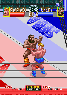 Wrestle War (Arcade) screenshot: Punch to the head.