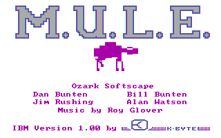 M.U.L.E. (PC Booter) screenshot: Title screen (CGA with RGB monitor)