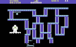 The Snowman (Commodore 64) screenshot: Falling to bed