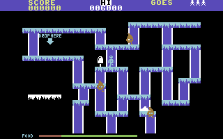 The Snowman (Commodore 64) screenshot: About to pick up an ice lolly