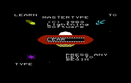 MasterType (VIC-20) screenshot: Title screen