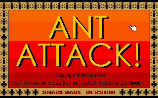 Ant Attack (DOS) screenshot: Title screen