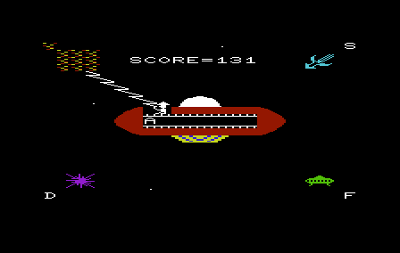 MasterType (VIC-20) screenshot: Zapping a missile