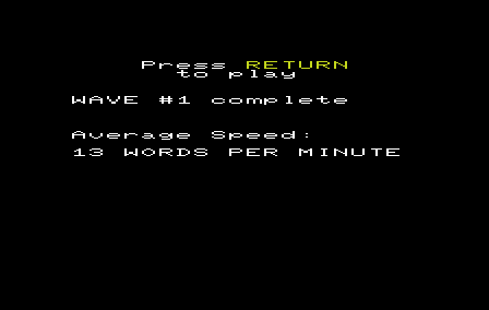 MasterType (VIC-20) screenshot: Wave completed