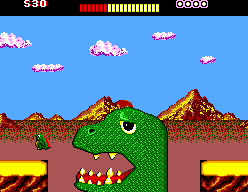 Alex Kidd: The Lost Stars (SEGA Master System) screenshot: That dinosaur looks like he could use a little more sleep