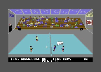 Bump, Set, Spike! Doubles Volleyball (Commodore 64) screenshot: The game knows what the player thinks