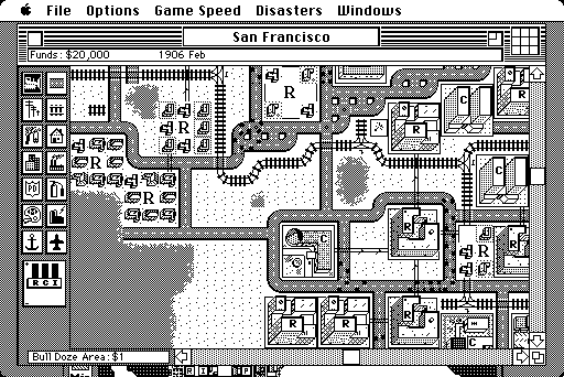 SimCity (Macintosh) screenshot: Detailed map