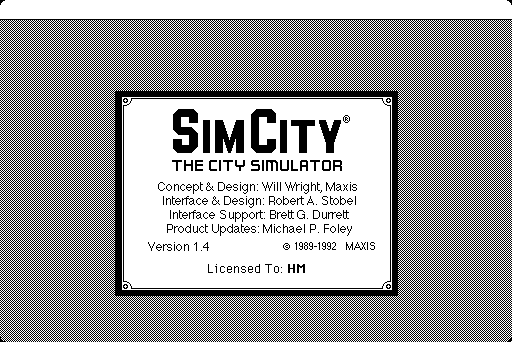 SimCity (Macintosh) screenshot: Startup banner
