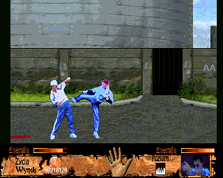 Prawo krwi (Amiga) screenshot: Blocking the kick