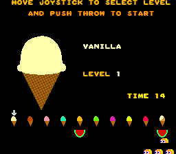 Food Fight (Arcade) screenshot: Level Select.