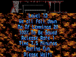 Lemmings (SAM Coupé) screenshot: Description of level 13