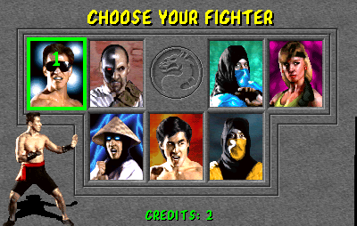 Mortal Kombat (Arcade) screenshot: Choose your fighter