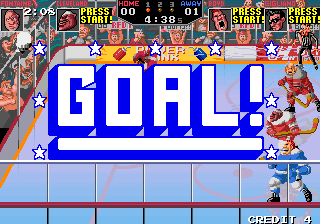 Hit the Ice: The Video Hockey League (Arcade) screenshot: Goal!