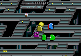 Pac-Mania (Genesis) screenshot: A little trouble.
