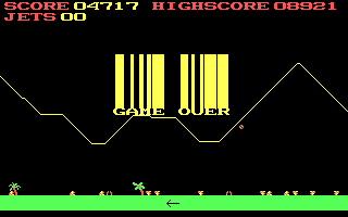Jumpjet (DOS) screenshot: Game over (CGA)
