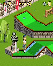 Mini Golf Castles (J2ME) screenshot: Right timing is needed here so the sword is out of the way
