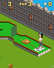 Mini Golf Castles (J2ME) screenshot: Need to hit the switch first before the hole is accessable