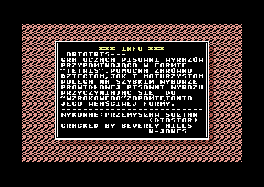 Ortotris (Commodore 64) screenshot: Game info