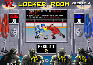 Hit the Ice: The Video Hockey League (Arcade) screenshot: The Locker room.