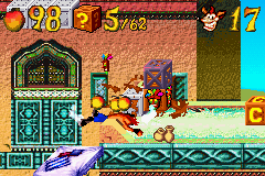 Crash Bandicoot 2: N-Tranced (Game Boy Advance) screenshot: Crash is able to break many crates at once through his Body Slam Attack.