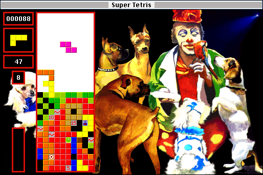 Super Tetris (Macintosh) screenshot: Level 8 (Color)