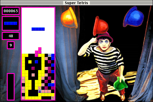 Super Tetris (Macintosh) screenshot: Level 9 (Color)