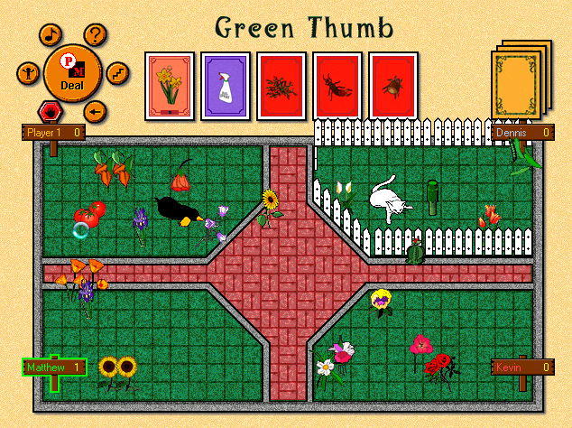Green Thumb Cards (Windows) screenshot: A platypus is trying to steal my flowers!