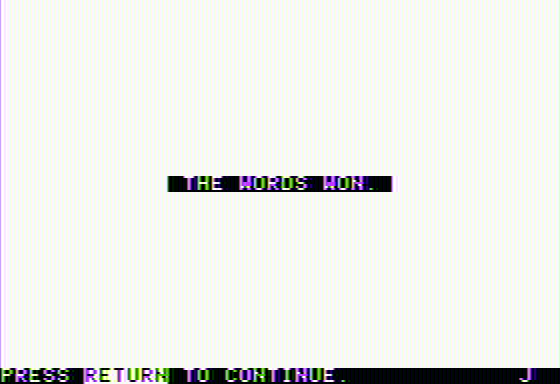 MasterType (Apple II) screenshot: The words have won... again