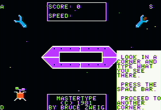 MasterType (Apple II) screenshot: Starting out with instructions