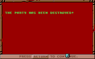 Treasures of the Savage Frontier (Amiga) screenshot: Defeated by the horde of monsters.