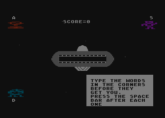 MasterType (Atari 8-bit) screenshot: Starting out with instructions