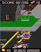 Paperboy (J2ME) screenshot: Hit by a car