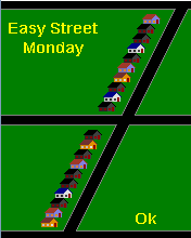 Paperboy (J2ME) screenshot: Overview of Easy Street on Monday