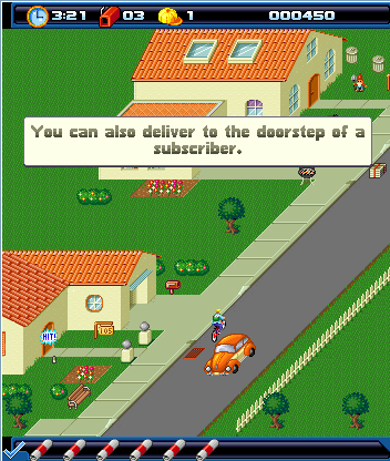 Paperboy: Wheels on Fire (J2ME) screenshot: Tutorial message
