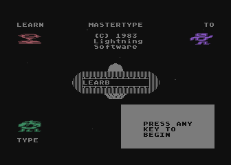 MasterType (Atari 8-bit) screenshot: Title screen