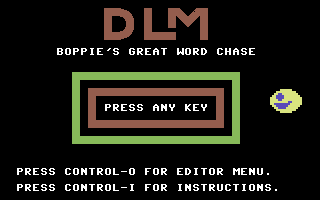 Boppie's Great Word Chase (Commodore 64) screenshot: Pre-game menu