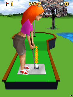 3D Mini Golf: Castles (J2ME) screenshot: Game start at the first hole and course