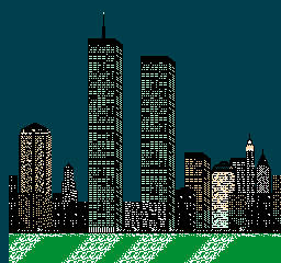 Electrician (NES) screenshot: A brightly lit New York City skyline
