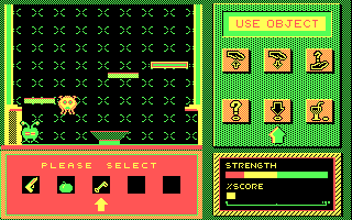 Galactix II: The Search for the Lost Orbs (DOS) screenshot: Consulting my inventory to unlock a stubborn door