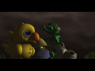 Chocobo Collection (PlayStation) screenshot: Dice De Chocobo: From the intro. The sky darkens as something approaches from above...