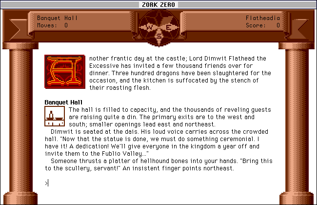 Zork Zero: The Revenge of Megaboz (Macintosh) screenshot: Starting out (Color)