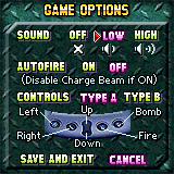 Siberian Strike (Palm OS) screenshot: Game options (colour)