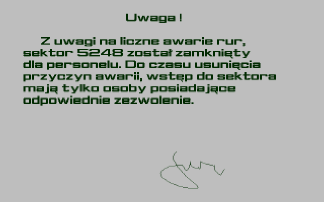 B.I.G. (DOS) screenshot: Warning Note