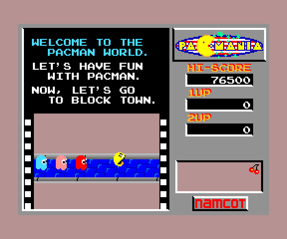 Pac-Mania (MSX) screenshot: One of the pre-level cut scenes (MSX2)