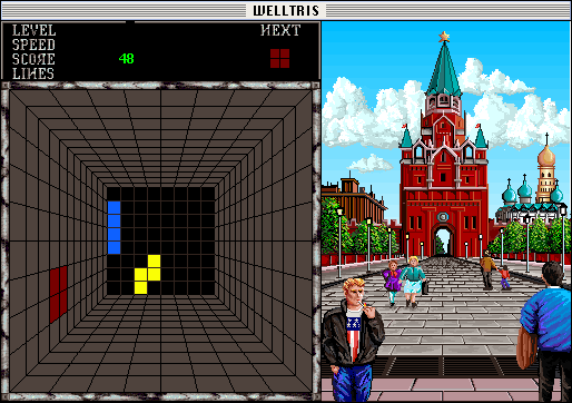 Welltris (Macintosh) screenshot: Gameplay (Color)