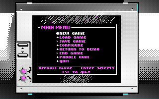 Commander Keen: Aliens Ate My Babysitter! (DOS) screenshot: Main menu (CGA)