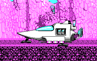Commander Keen: Aliens Ate My Babysitter! (DOS) screenshot: Strolling by the Bean-with-Bacon Megarocket (CGA)